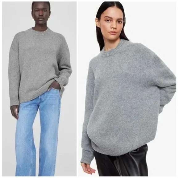ANINE BING Rosie Gray Pullover Knit Cashmere Sweater SZ S - Picture 2 of 9